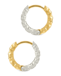 Sterling Silver Augustina Textured Dual Tone Hoops - Sterling Forever