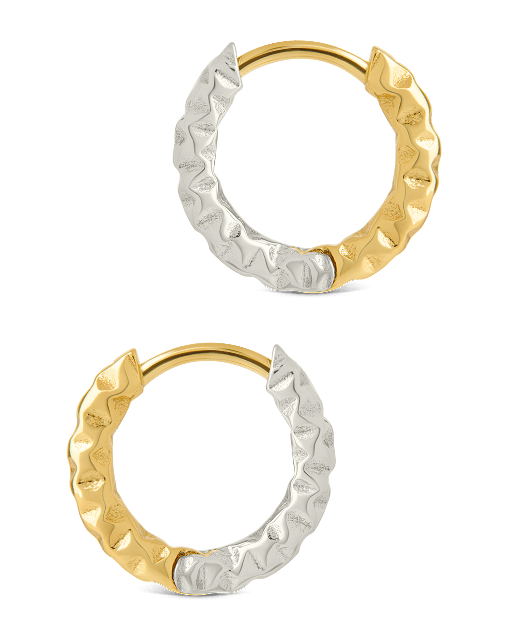 Sterling Silver Augustina Textured Dual Tone Hoops - Sterling Forever