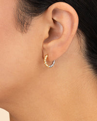 Sterling Silver Augustina Textured Dual Tone Hoops - Sterling Forever