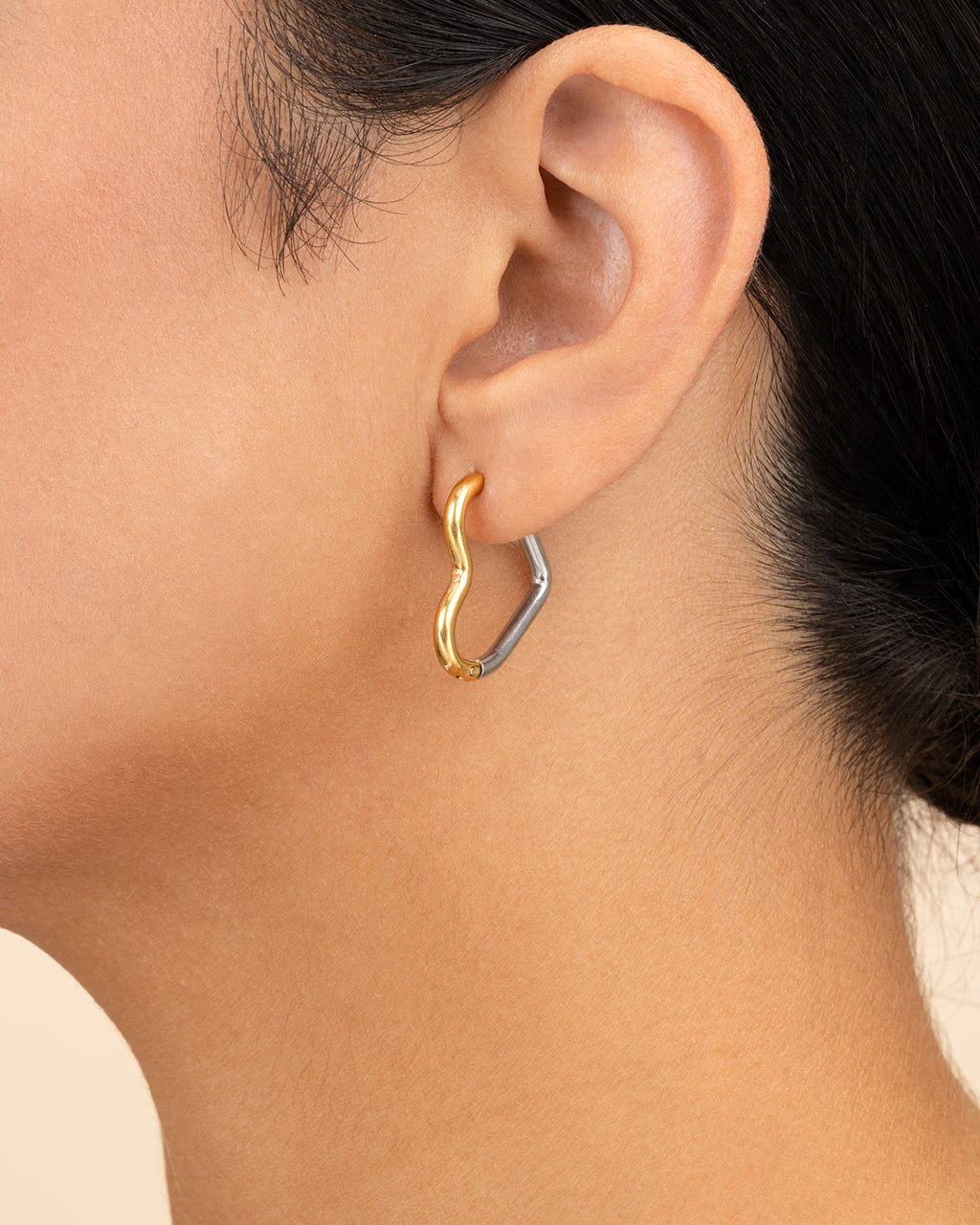 Berna Dual Tone Heart Hoops