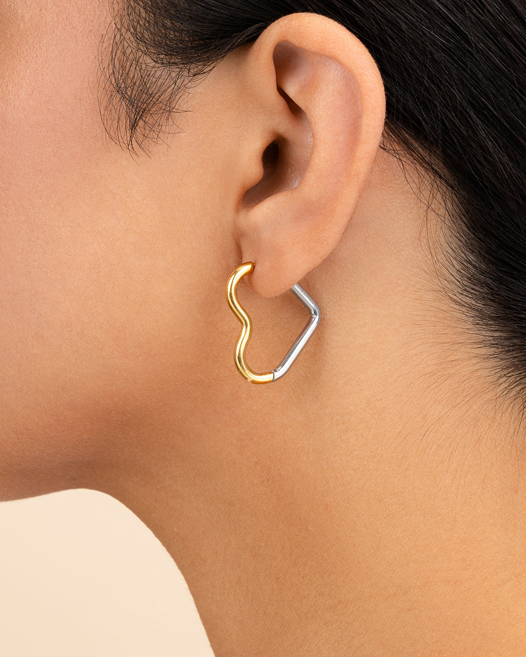 Berna Dual Tone Heart Hoops