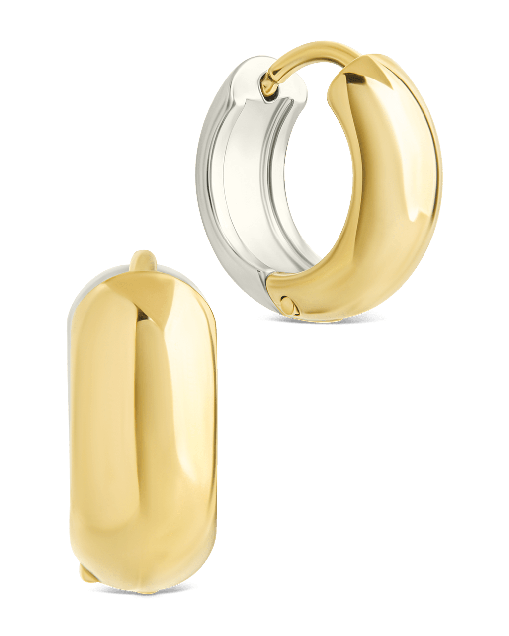 Betina Dual Tone Thick Micro Hoops - Sterling Forever
