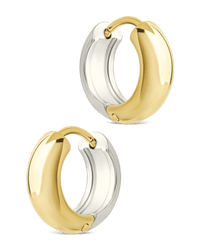 Betina Dual Tone Thick Micro Hoops - Sterling Forever