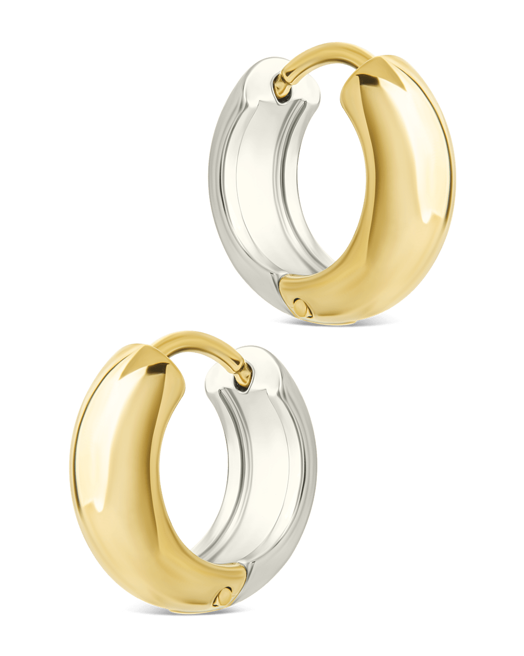 Betina Dual Tone Thick Micro Hoops - Sterling Forever