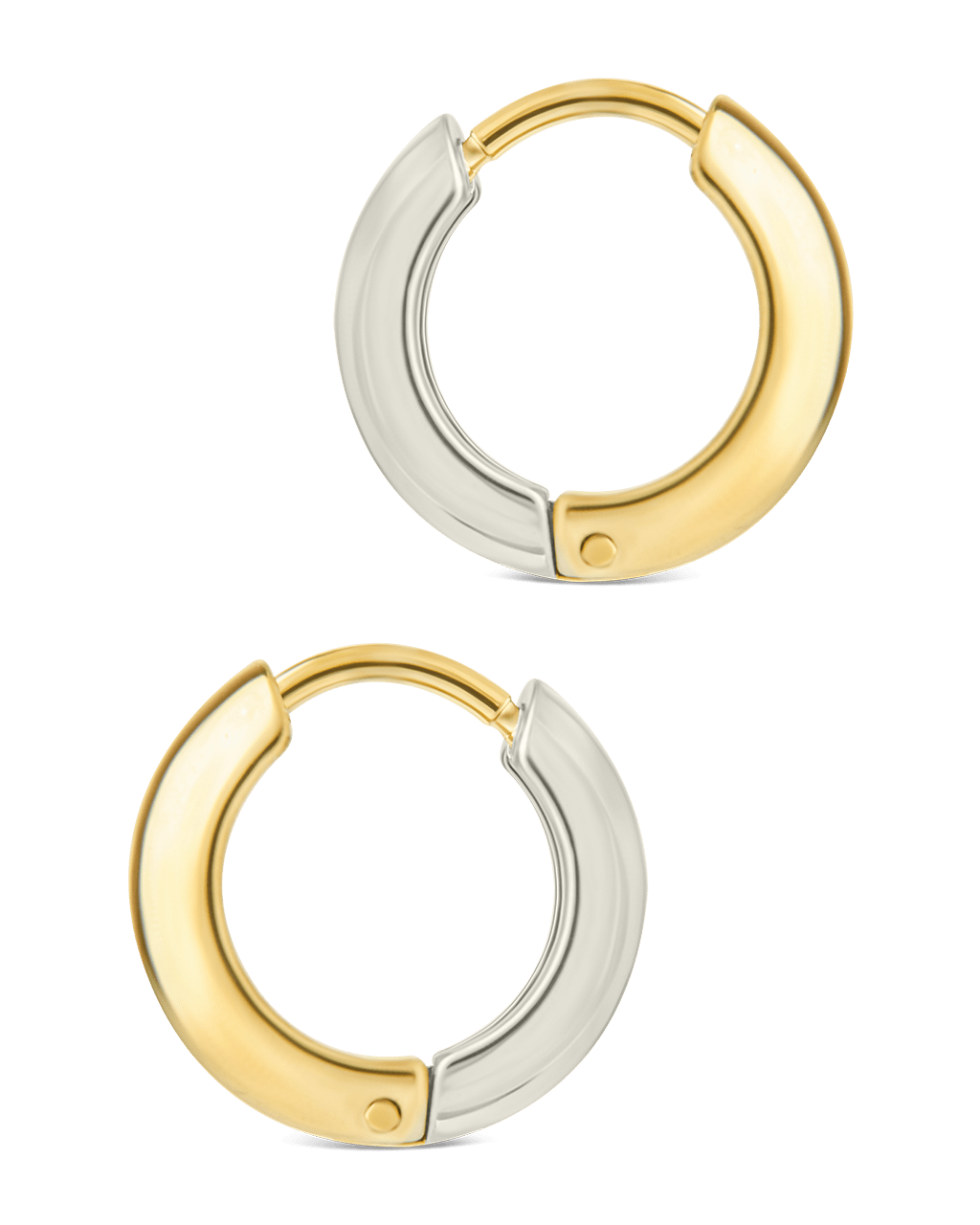 Betina Dual Tone Thick Micro Hoops - Sterling Forever