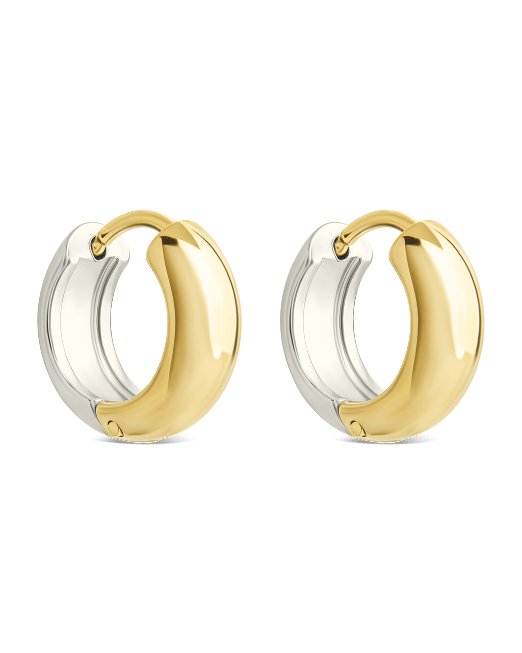 Betina Dual Tone Thick Micro Hoops - Sterling Forever