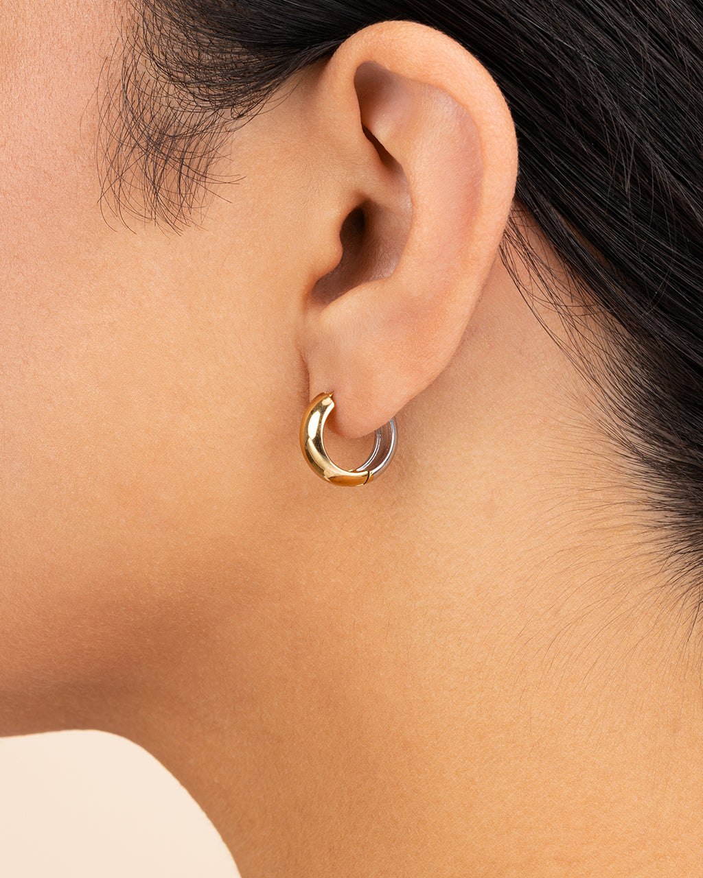 Betina Dual Tone Thick Micro Hoops