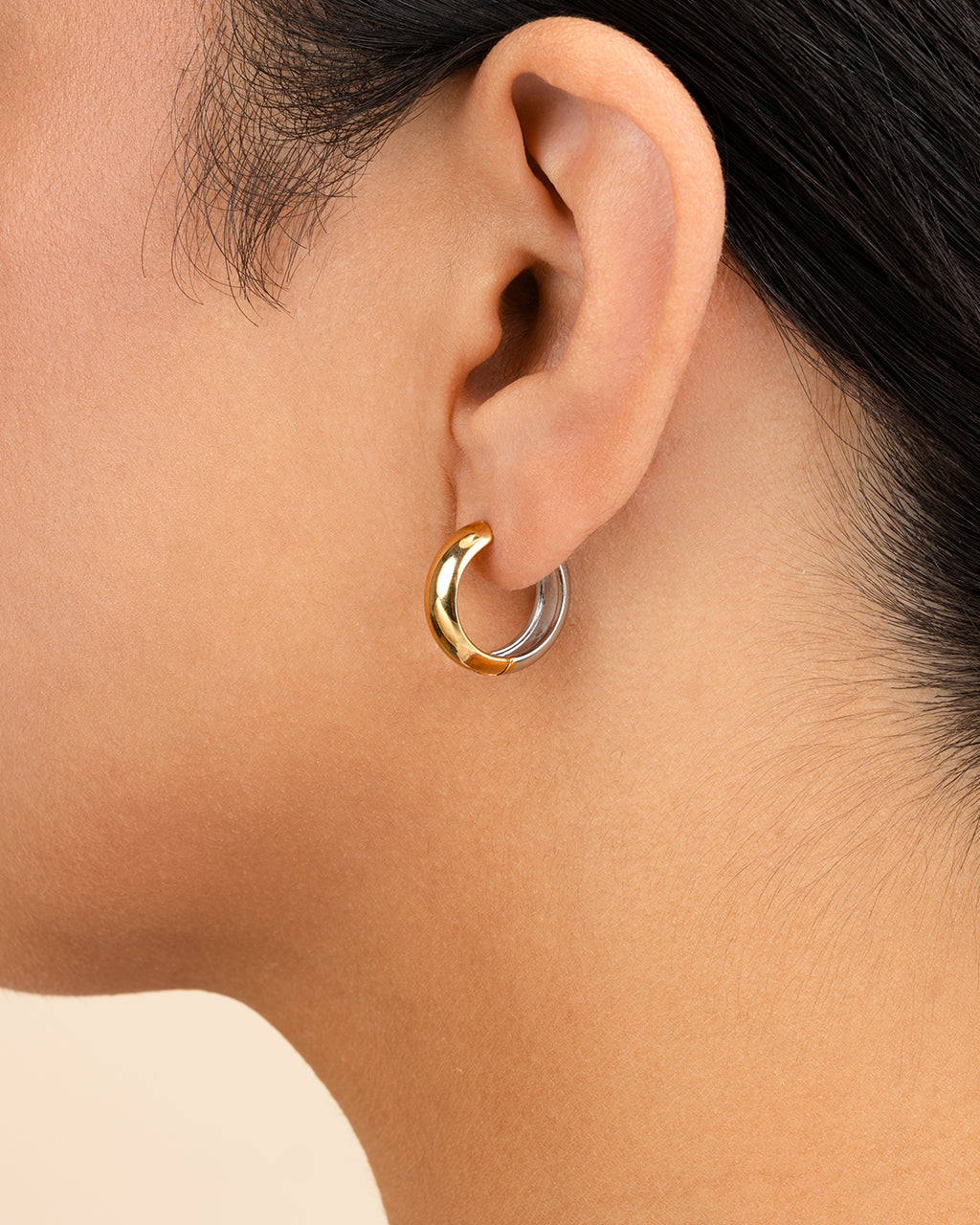 Betina Dual Tone Thick Micro Hoops