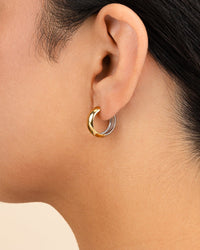 Betina Dual Tone Thick Micro Hoops - Sterling Forever