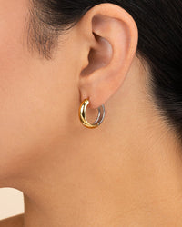 Betina Dual Tone Thick Micro Hoops - Sterling Forever