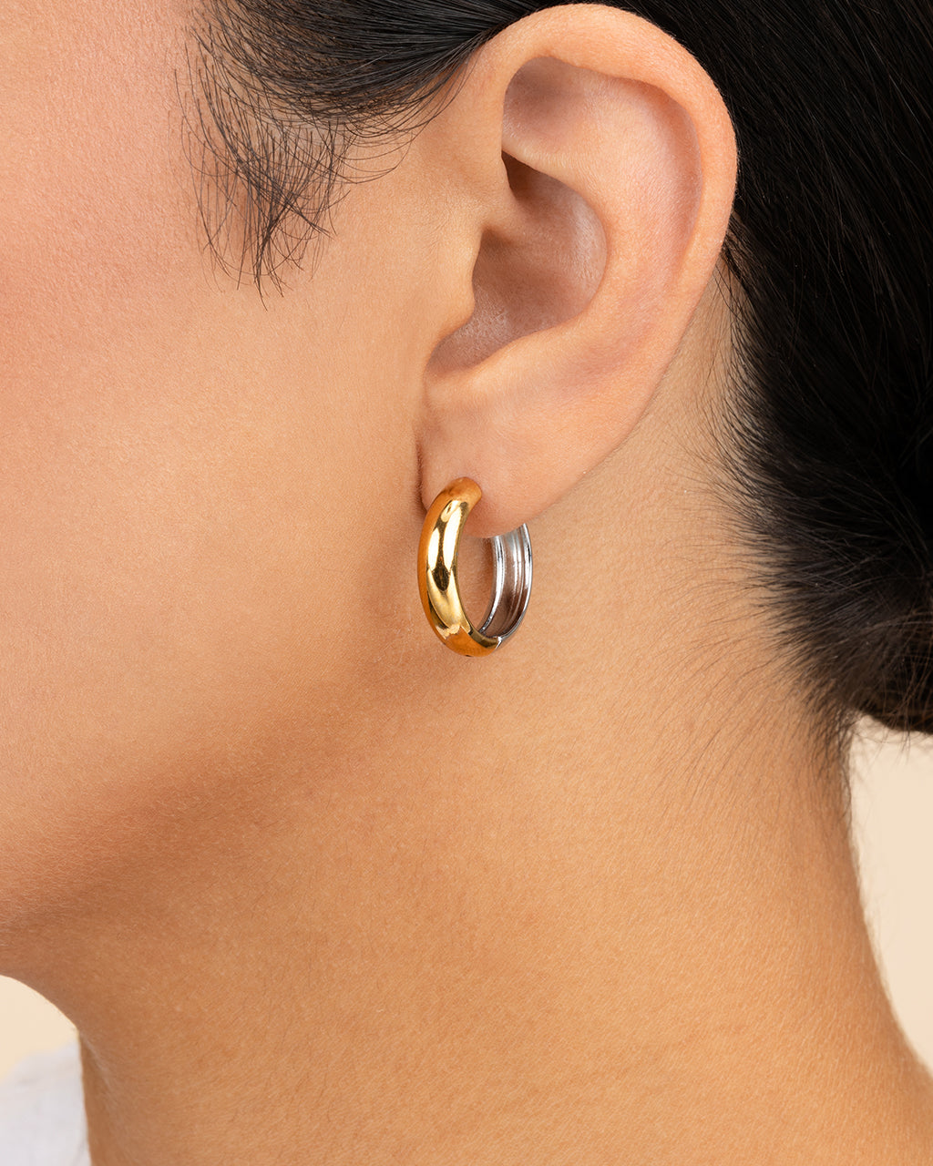 Betina Dual Tone Thick Micro Hoops