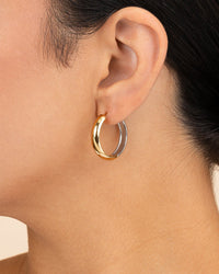 Betina Dual Tone Thick Micro Hoops - Sterling Forever