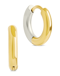Cinzia Dual Tone Thin Micro Hoops - Sterling Forever