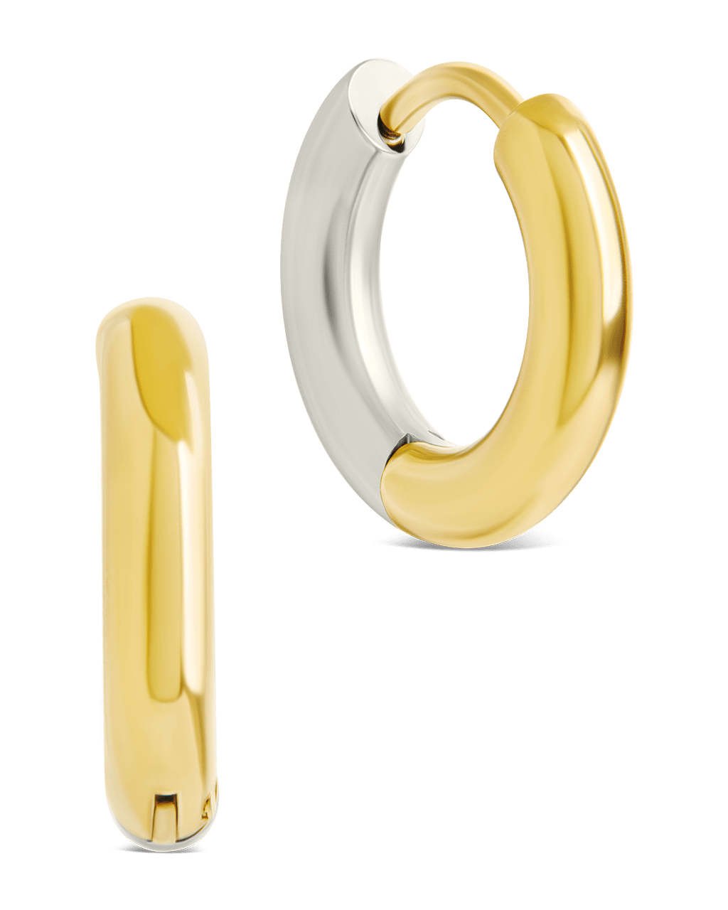 Cinzia Dual Tone Thin Micro Hoops - Sterling Forever