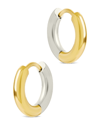 Cinzia Dual Tone Thin Micro Hoops - Sterling Forever