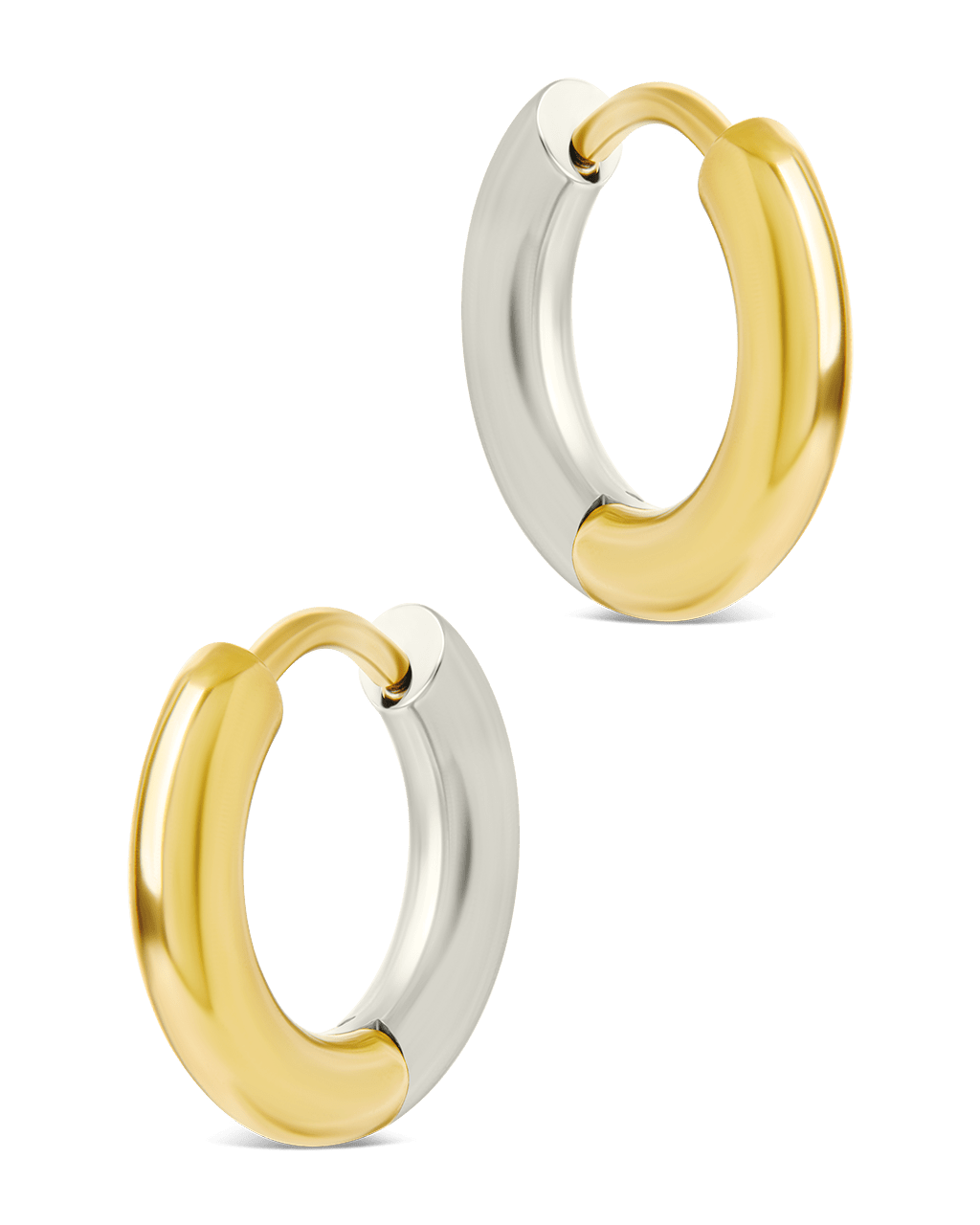 Cinzia Dual Tone Thin Micro Hoops - Sterling Forever