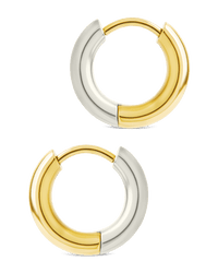 Cinzia Dual Tone Thin Micro Hoops - Sterling Forever
