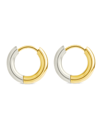 Cinzia Dual Tone Thin Micro Hoops - Sterling Forever