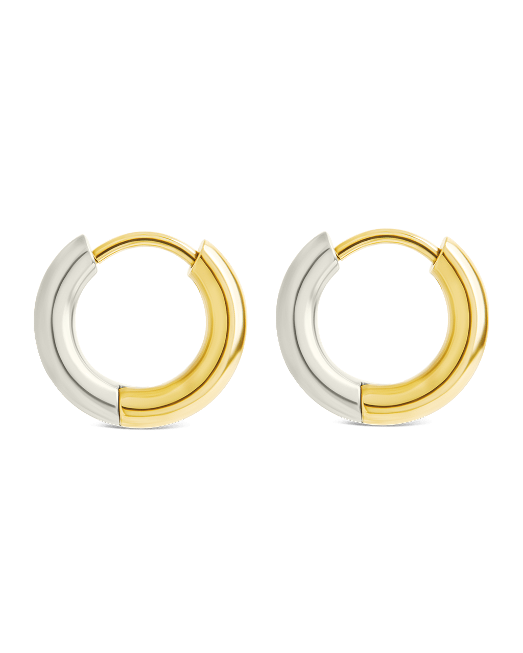 Cinzia Dual Tone Thin Micro Hoops - Sterling Forever