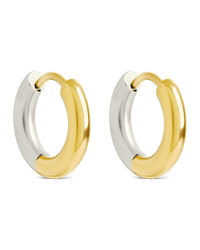 Cinzia Dual Tone Thin Micro Hoops - Sterling Forever