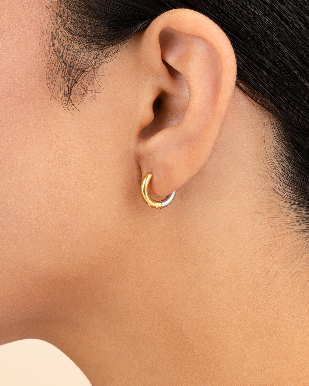 Cinzia Dual Tone Thin Micro Hoops