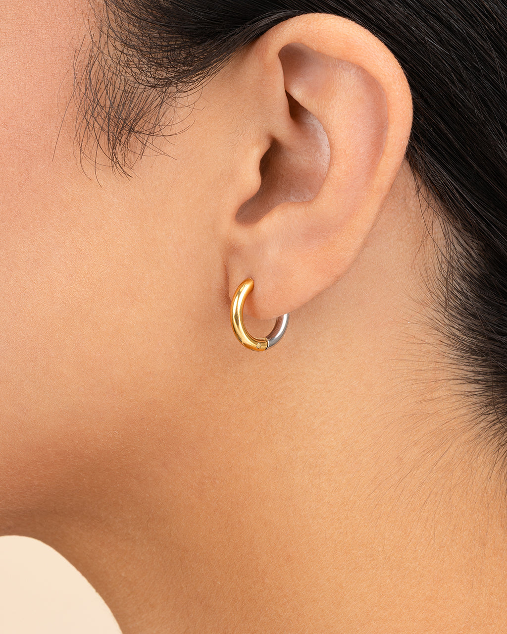 Cinzia Dual Tone Thin Micro Hoops