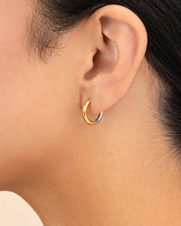 Cinzia Dual Tone Thin Micro Hoops - Sterling Forever
