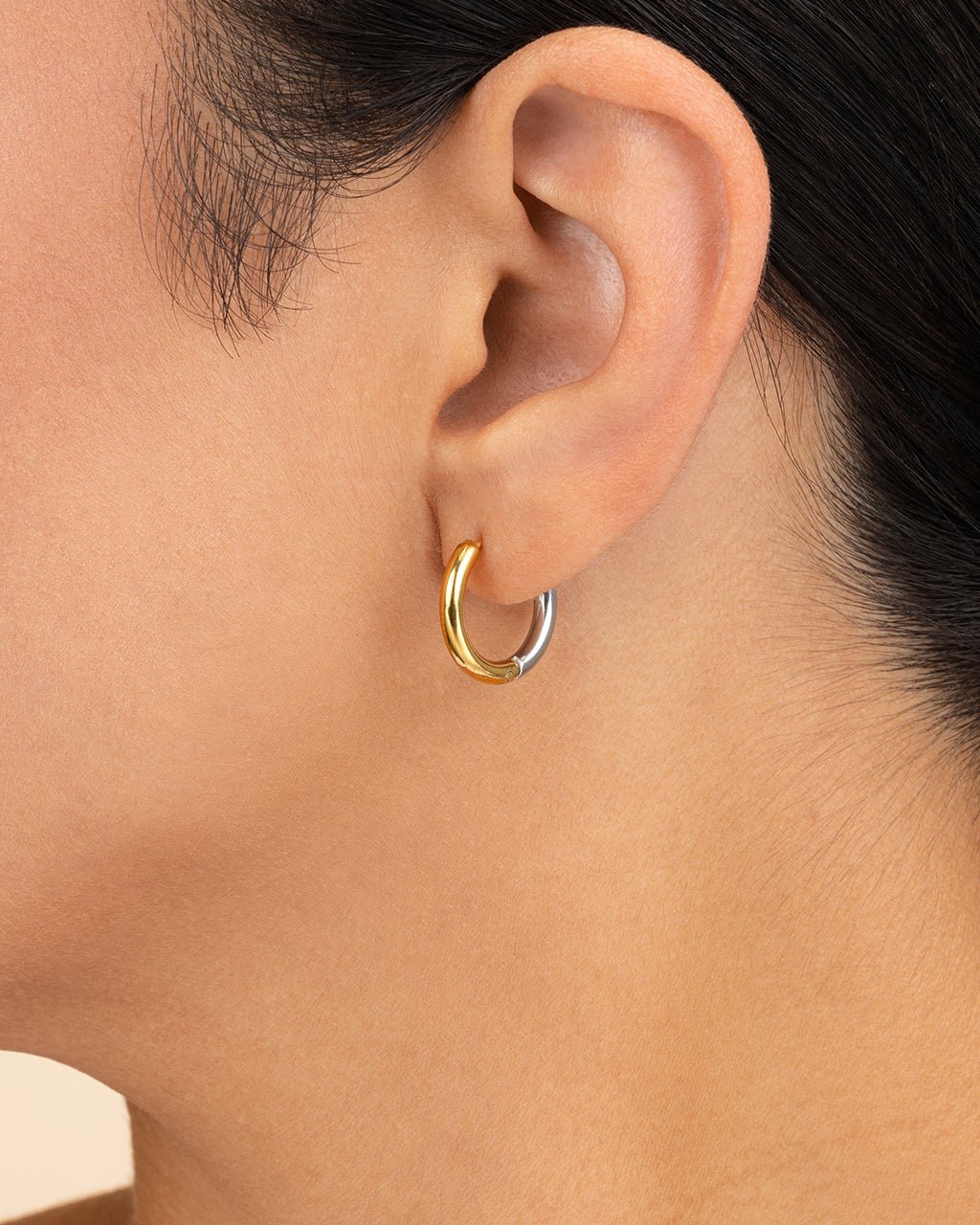 Cinzia Dual Tone Thin Micro Hoops - Sterling Forever
