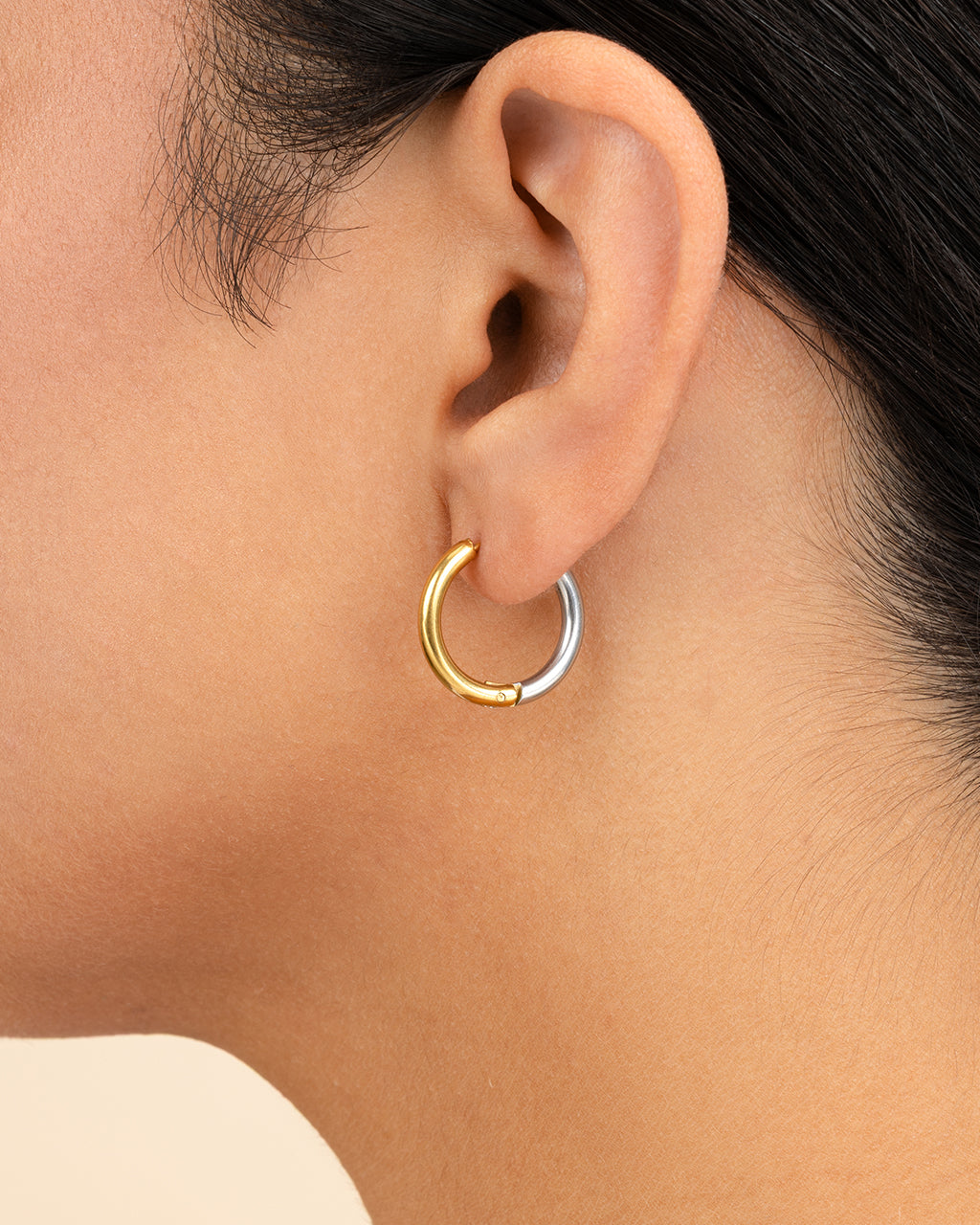 Cinzia Dual Tone Thin Micro Hoops