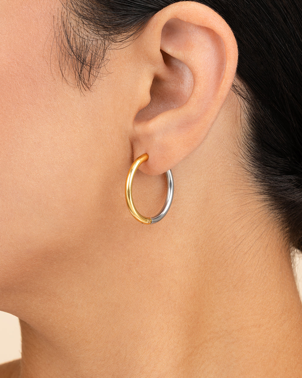 Cinzia Dual Tone Thin Micro Hoops