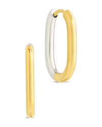 Dafne Dual Tone Oval Hoops - Sterling Forever