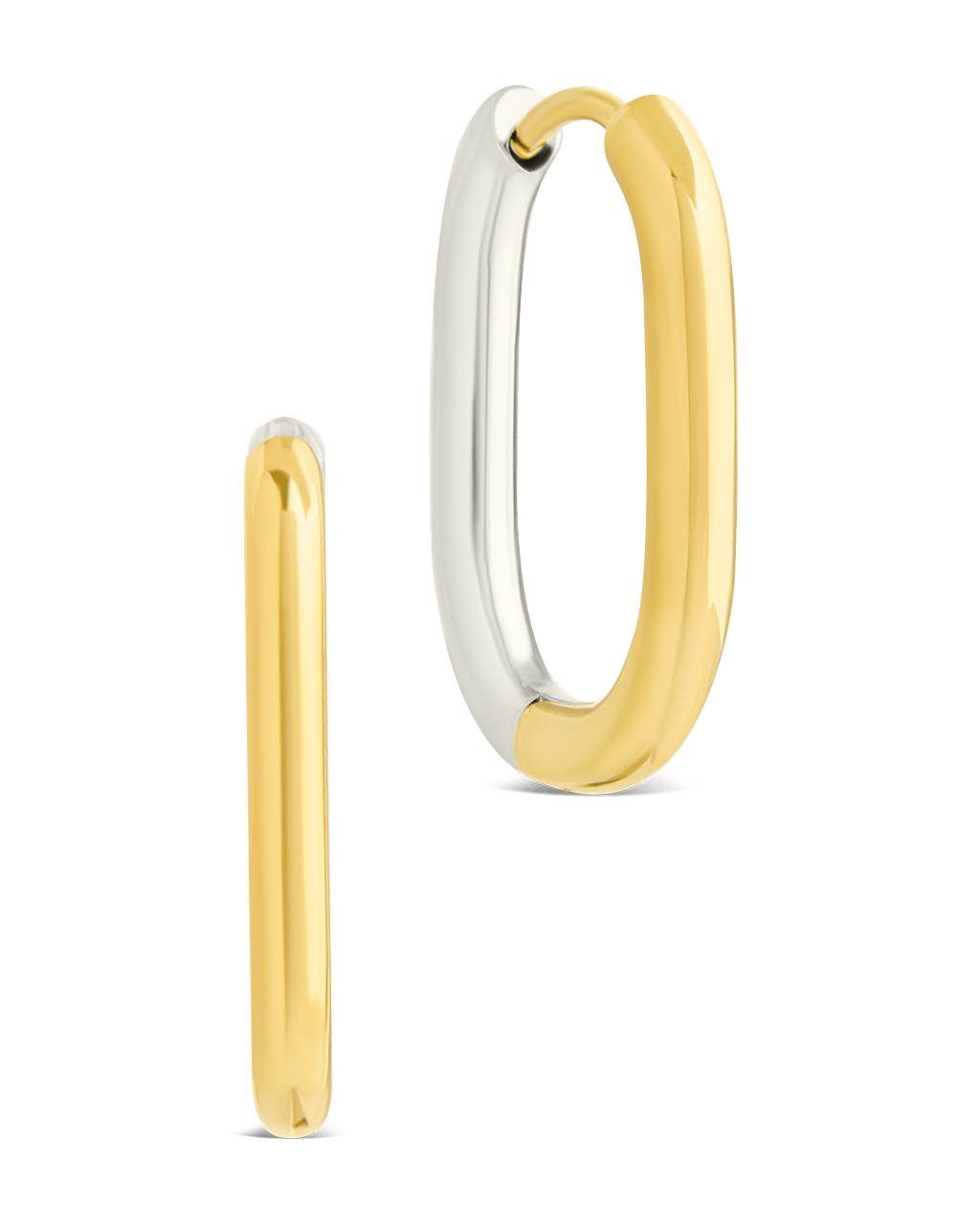 Dafne Dual Tone Oval Hoops - Sterling Forever