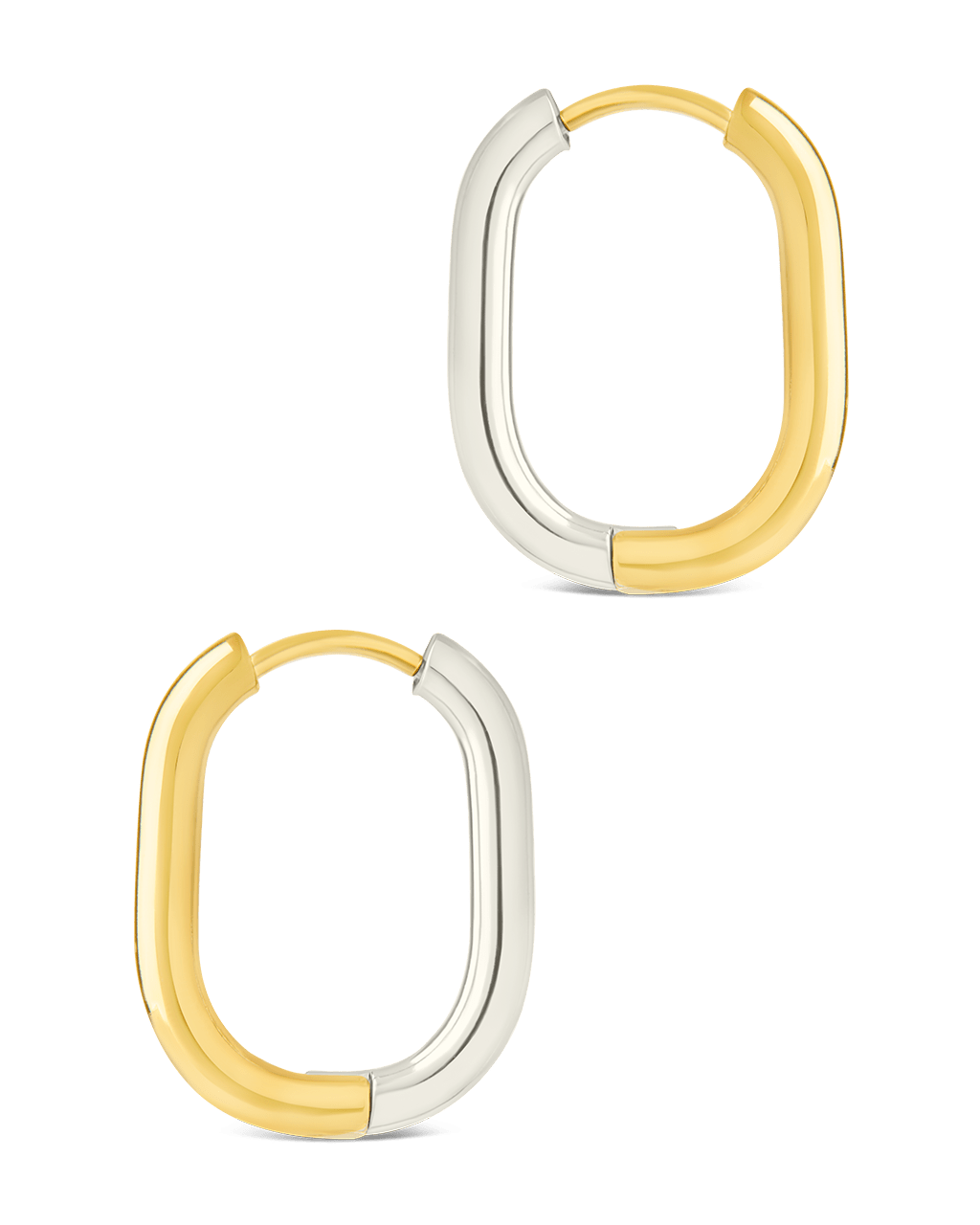 Dafne Dual Tone Oval Hoops - Sterling Forever