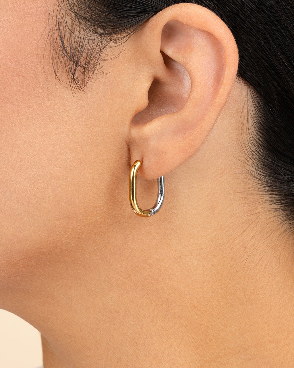 Dafne Dual Tone Oval Hoops - Sterling Forever