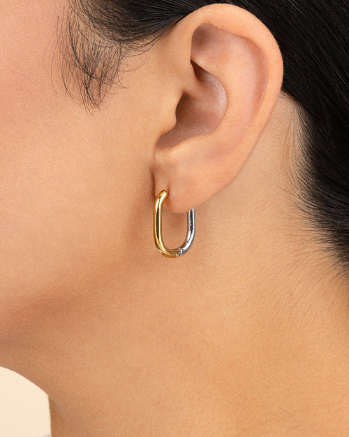 Dafne Dual Tone Oval Hoops - Sterling Forever