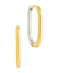 Dafne Dual Tone Oval Hoops - Sterling Forever
