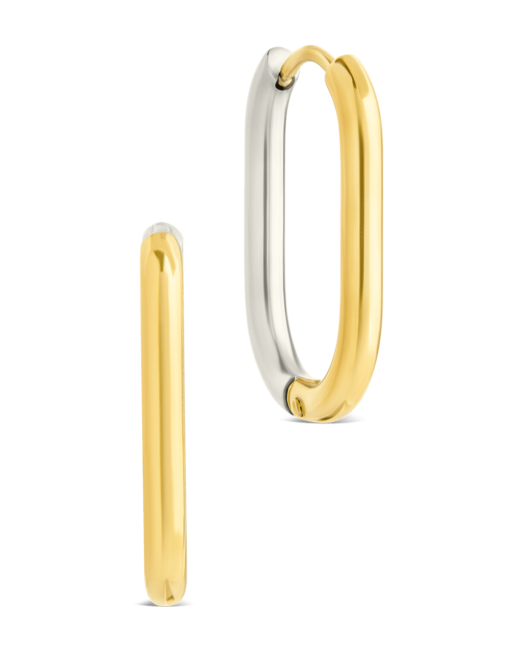 Dafne Dual Tone Oval Hoops - Sterling Forever