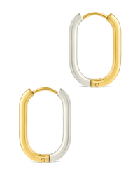 Dafne Dual Tone Oval Hoops - Sterling Forever