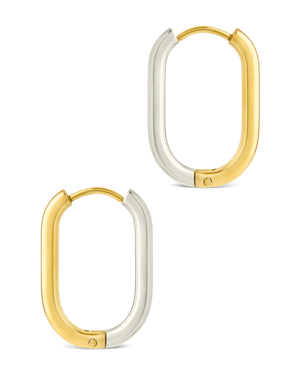 Dafne Dual Tone Oval Hoops - Sterling Forever