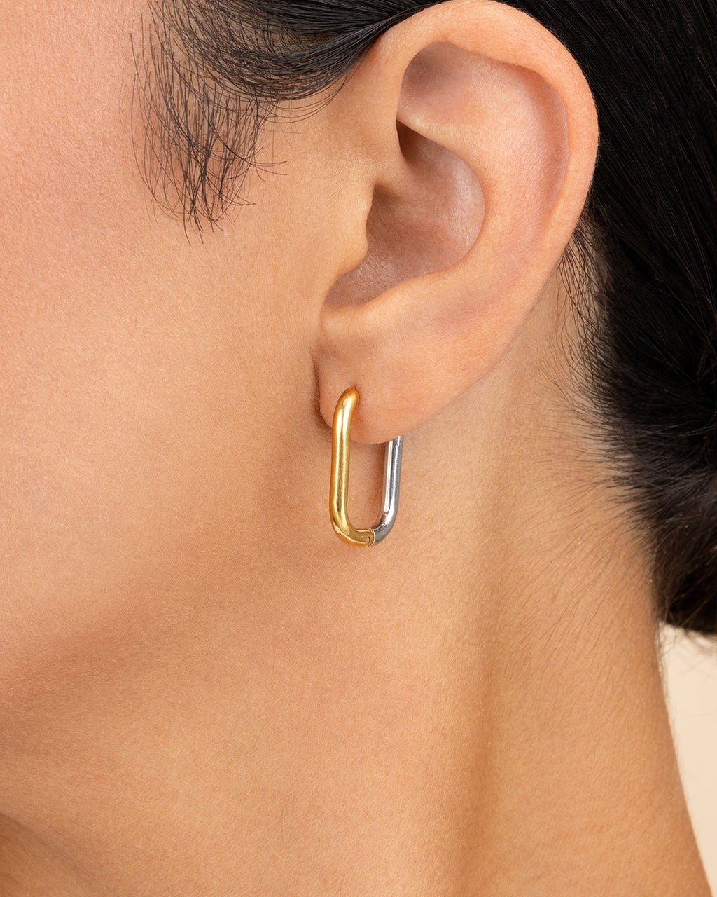 Dafne Dual Tone Oval Hoops - Sterling Forever