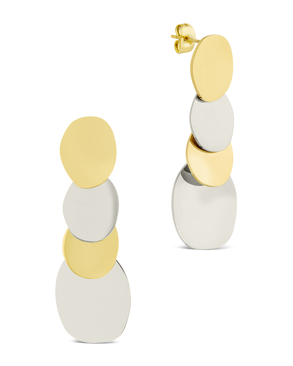 Erika Dual Tone Disc Dangle Earrings