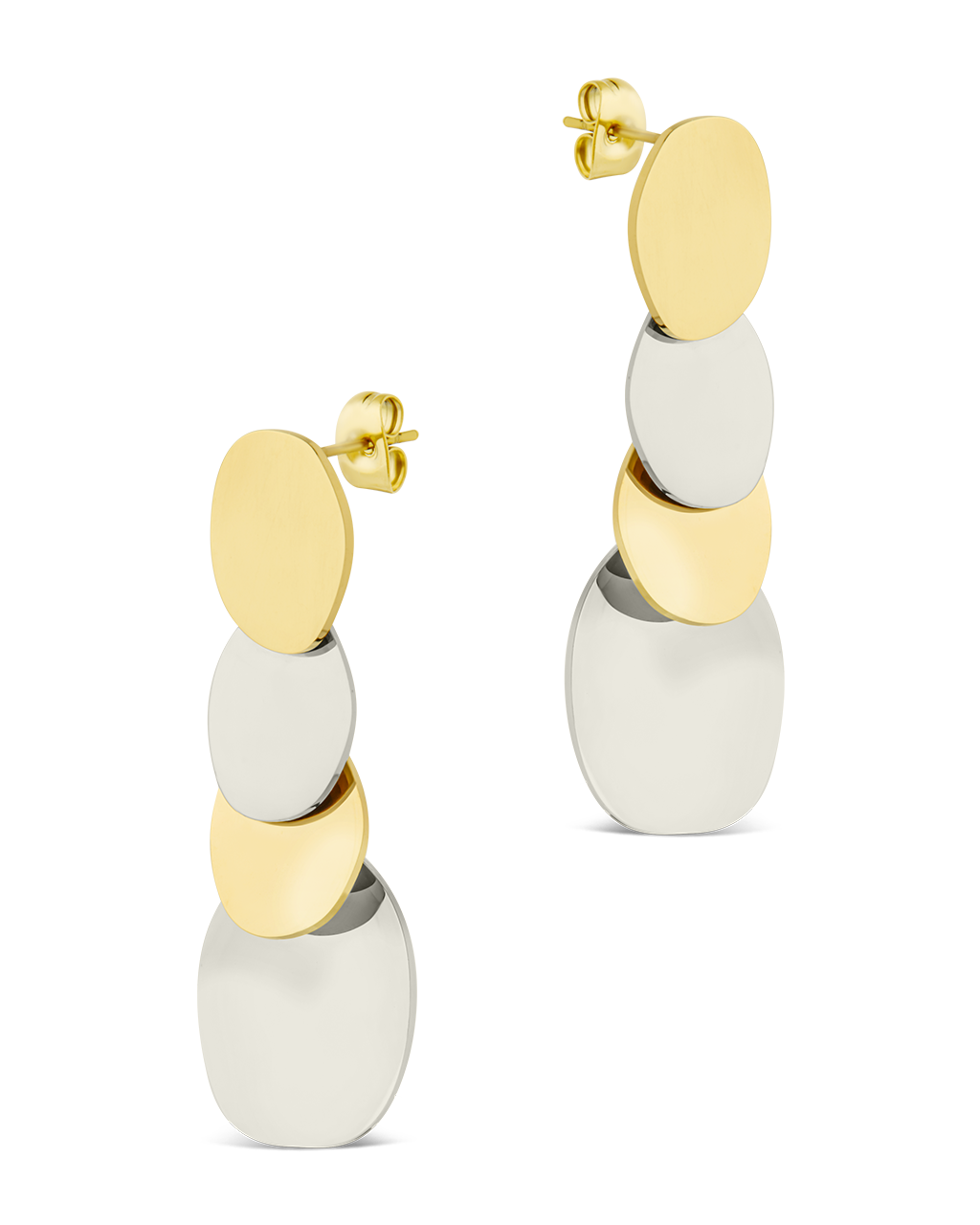 Erika Dual Tone Disc Dangle Earrings