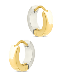 Francisca Dual Tone Thick Micro Hoops - Sterling Forever