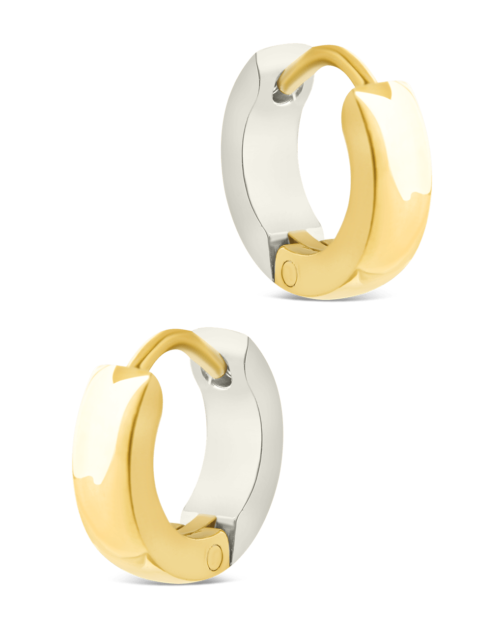 Francisca Dual Tone Thick Micro Hoops - Sterling Forever