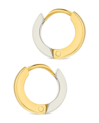 Francisca Dual Tone Thick Micro Hoops - Sterling Forever
