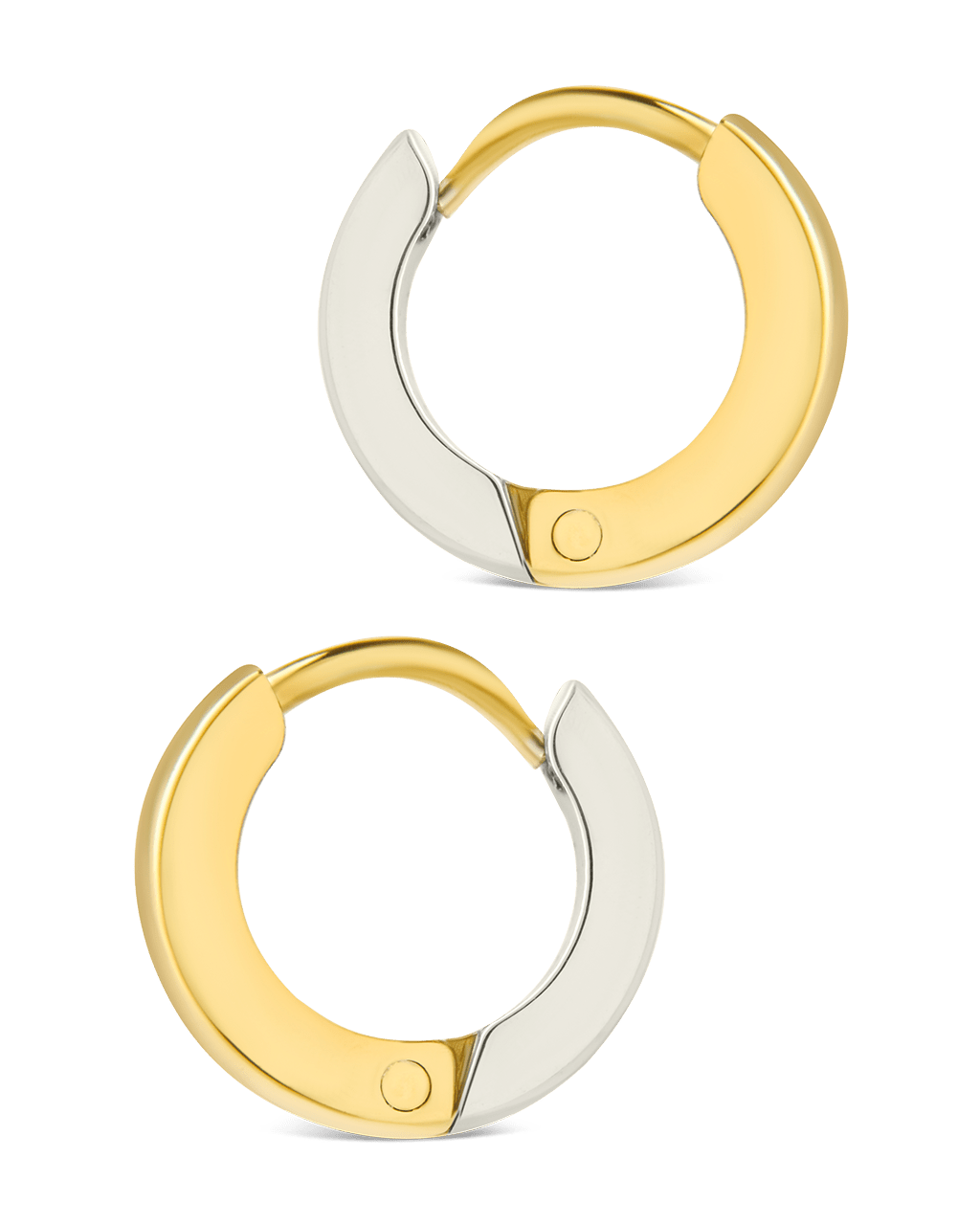 Francisca Dual Tone Thick Micro Hoops - Sterling Forever