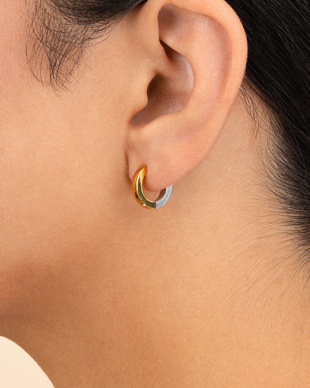 Francisca Dual Tone Thick Micro Hoops - Sterling Forever