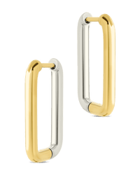 Jana Dual Tone Rectangle Hoops - Sterling Forever