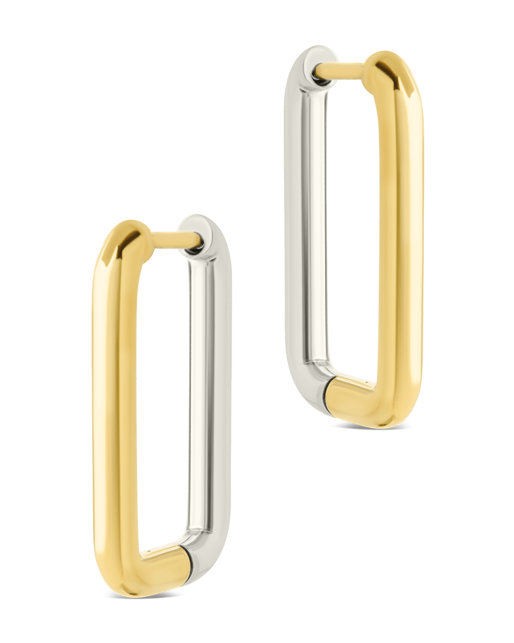 Jana Dual Tone Rectangle Hoops - Sterling Forever