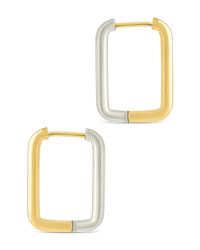 Jana Dual Tone Rectangle Hoops - Sterling Forever